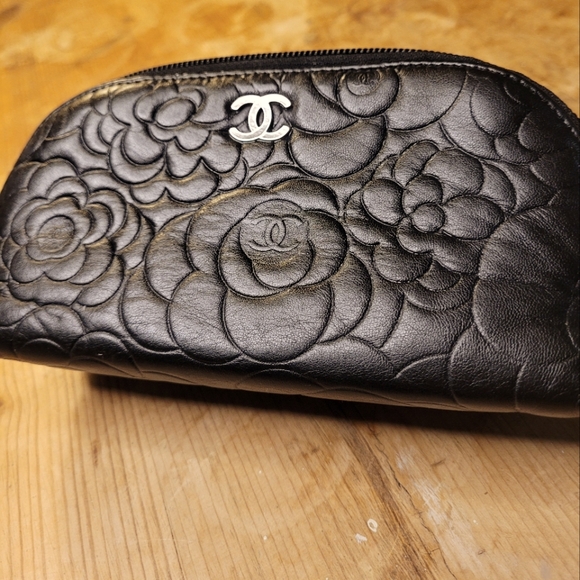 CHANEL Handbags - CHANEL Camelia Flower Lambskin Pouch Clutch Bag